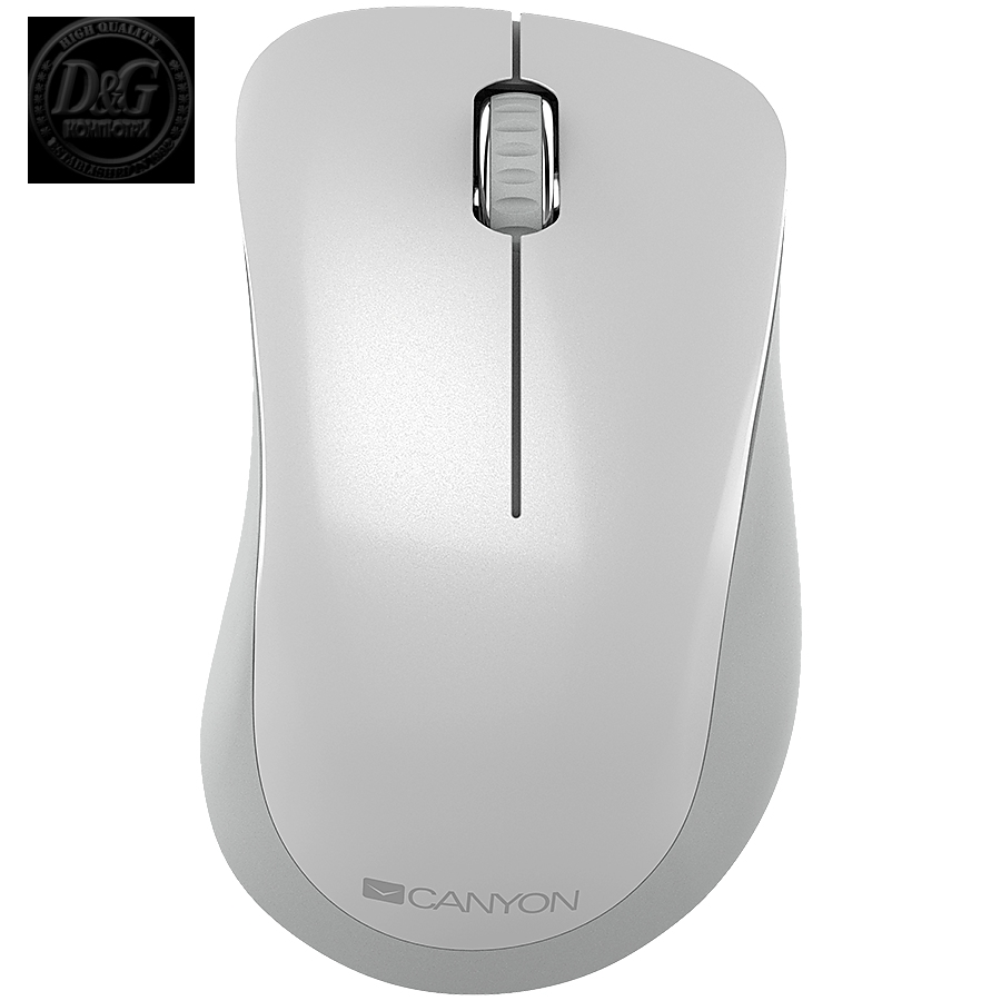 Canyon  2.4 GHz  Wireless mouse ,with 3 buttons, DPI 1200, Battery:AAA*2pcs  ,pearl white grey67*109*38mm 0.063kg