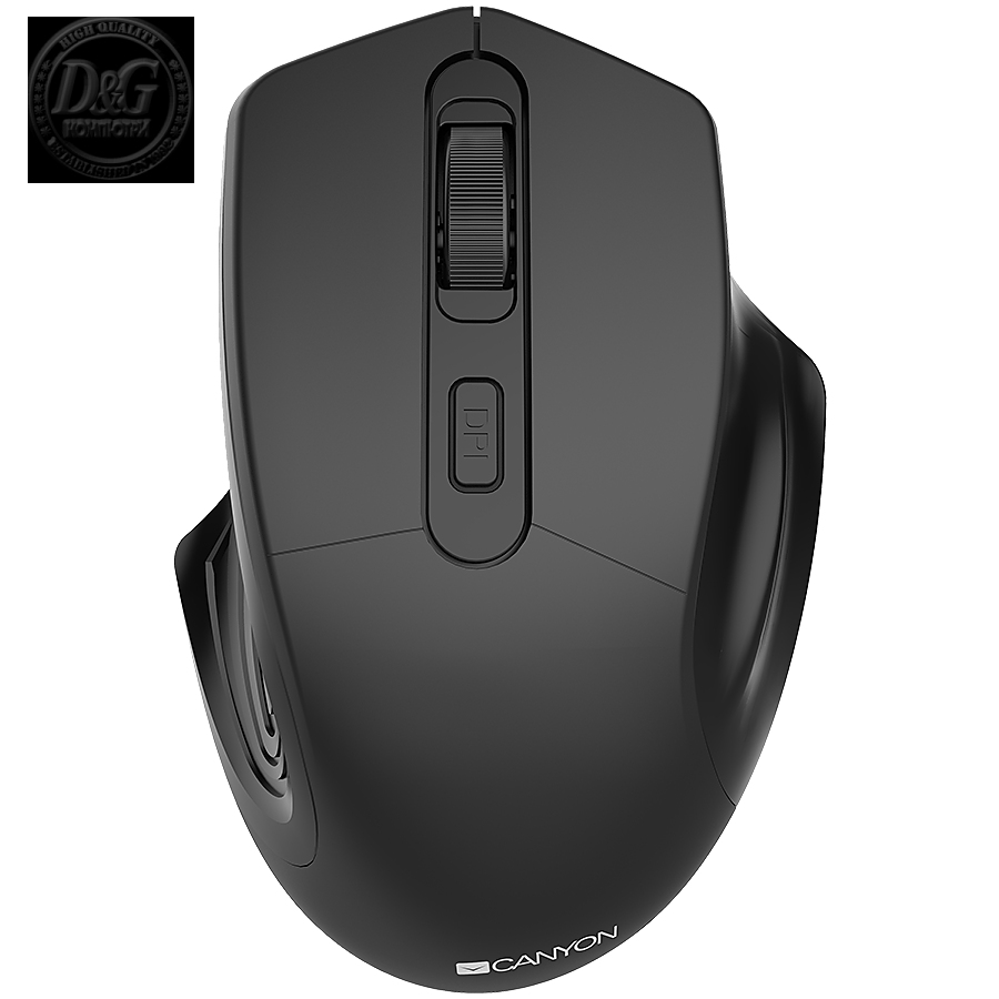 CANYON 2.4GHz Wireless Optical Mouse with 4 buttons, DPI 800/1200/1600, Black, 115*77*38mm, 0.064kg