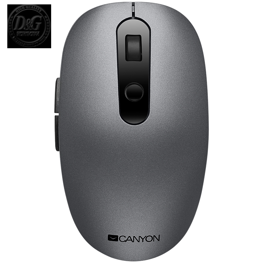 Canyon 2 in 1 Wireless optical mouse with 6 buttons, DPI 800/1000/1200/1500, 2 mode(BT/ 2.4GHz), Battery AA*1pcs, Grey, 65.4*112.25*32.3mm, 0.092kg