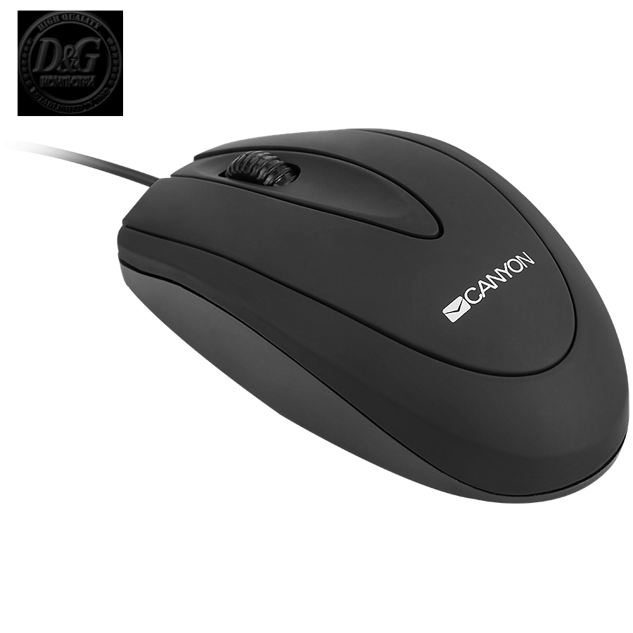 CANYON CM-1 wired optical Mouse with 3 buttons, DPI 1000, Black, cable length 1.8m, 100*51*29mm, 0.07kg