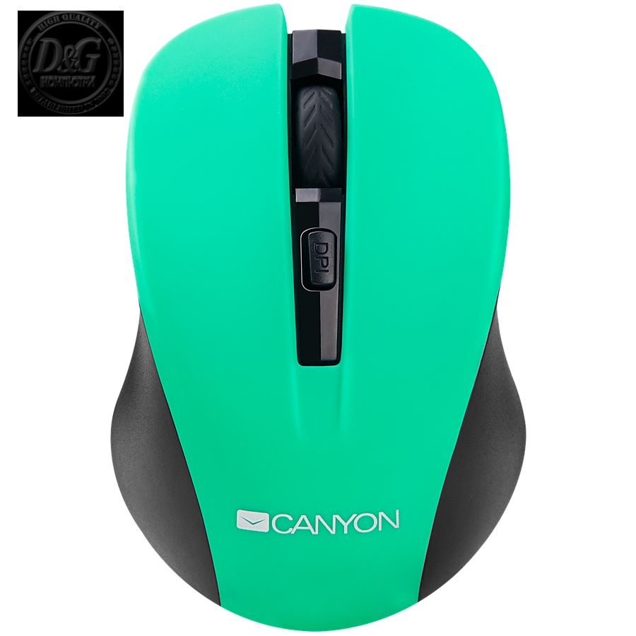 CANYON MW-1 2.4GHz wireless optical mouse with 4 buttons, DPI 800/1200/1600, Green, 103.5*69.5*35mm, 0.06kg