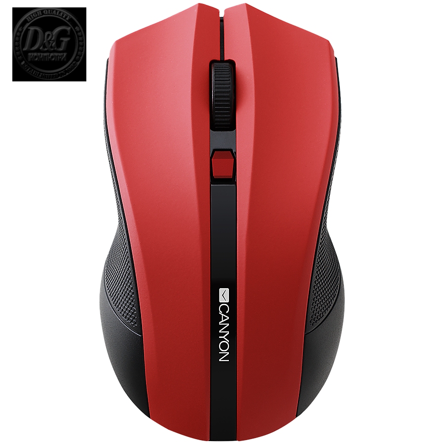 CANYON MW-5 2.4GHz wireless Optical Mouse with 4 buttons, DPI 800/1200/1600, Red, 122*69*40mm, 0.067kg