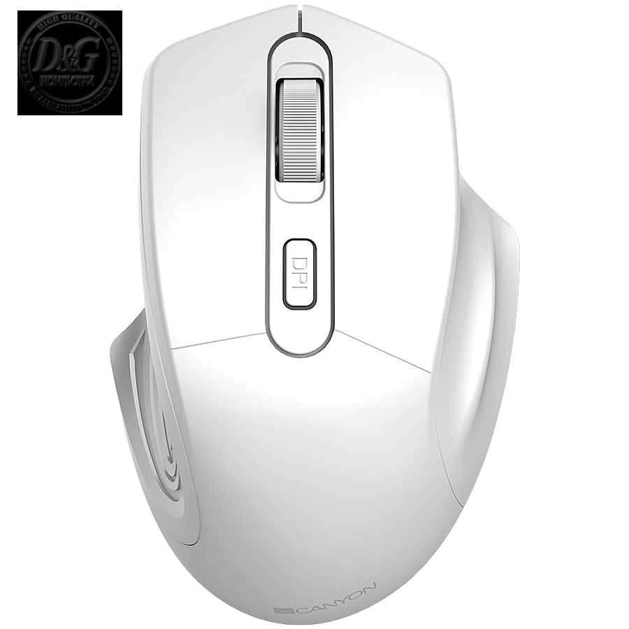 CANYON 2.4GHz Wireless Optical Mouse with 4 buttons, DPI 800/1200/1600, Pearl white, 115*77*38mm, 0.064kg