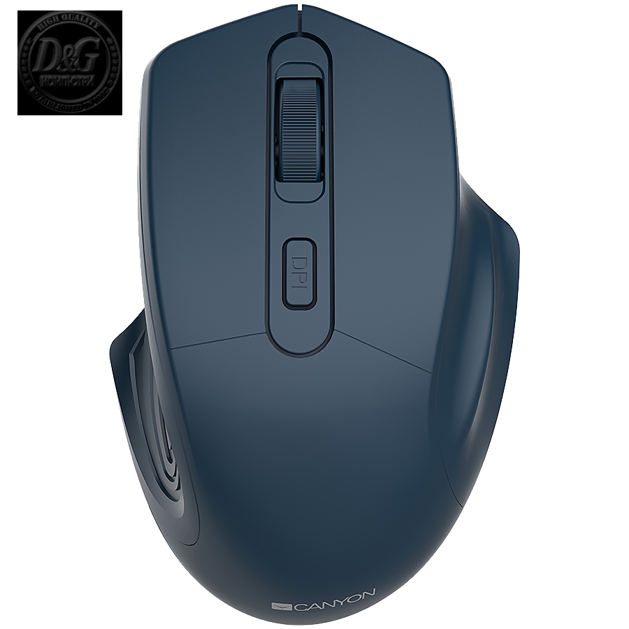 CANYON 2.4GHz Wireless Optical Mouse with 4 buttons, DPI 800/1200/1600, Dark Blue, 115*77*38mm, 0.064kg