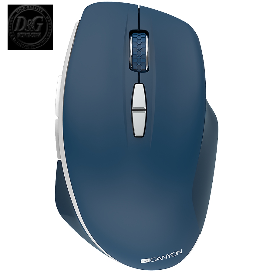 Canyon  2.4 GHz  Wireless mouse ,with 7 buttons, DPI 800/1200/1600, Battery: AAA*2pcs,Blue,72*117*41mm, 0.075kg