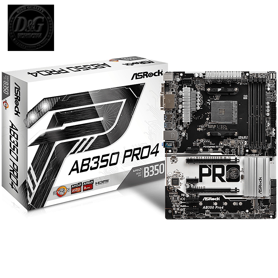 ASROCK Main Board Desktop AM4 B350 (SAM4,4xDDR4,2xPCI 3.0x16, 4xPCI Ex1, SATA III,M2,USB3.0,VGA,DVD,HDMI,GLAN) ATX Retail