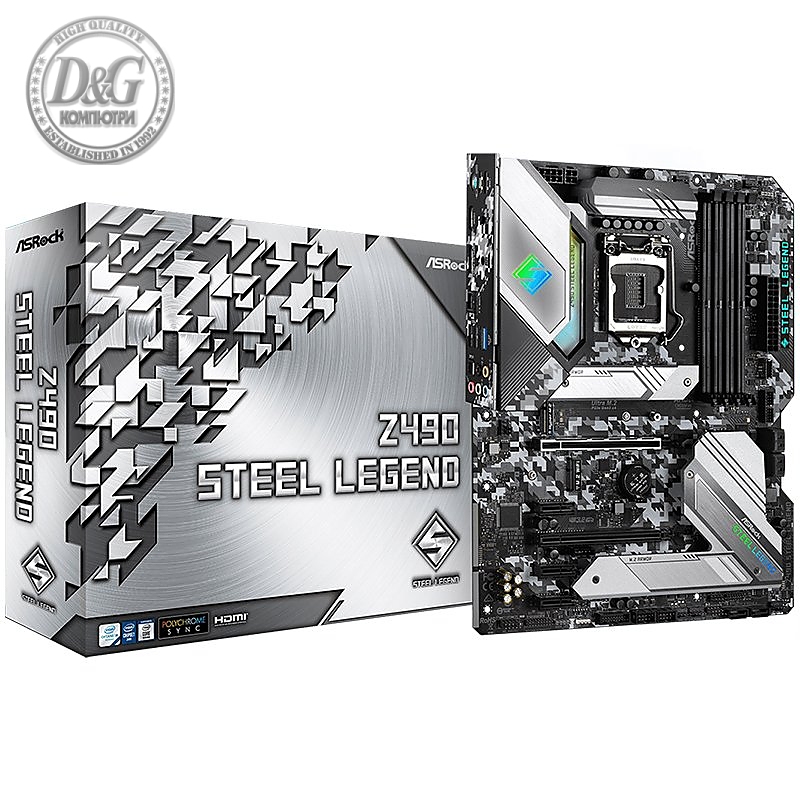 ASROCK Main Board Desktop Z490 (S1200, 4xDDR4,2xPCIe x16,3xPCI Ex1, 6 SATA3, 2xUltra M.2 ,GLAN,HDMI,DP,SPDIF,COM Header, USB 3.2 ) ATX retail