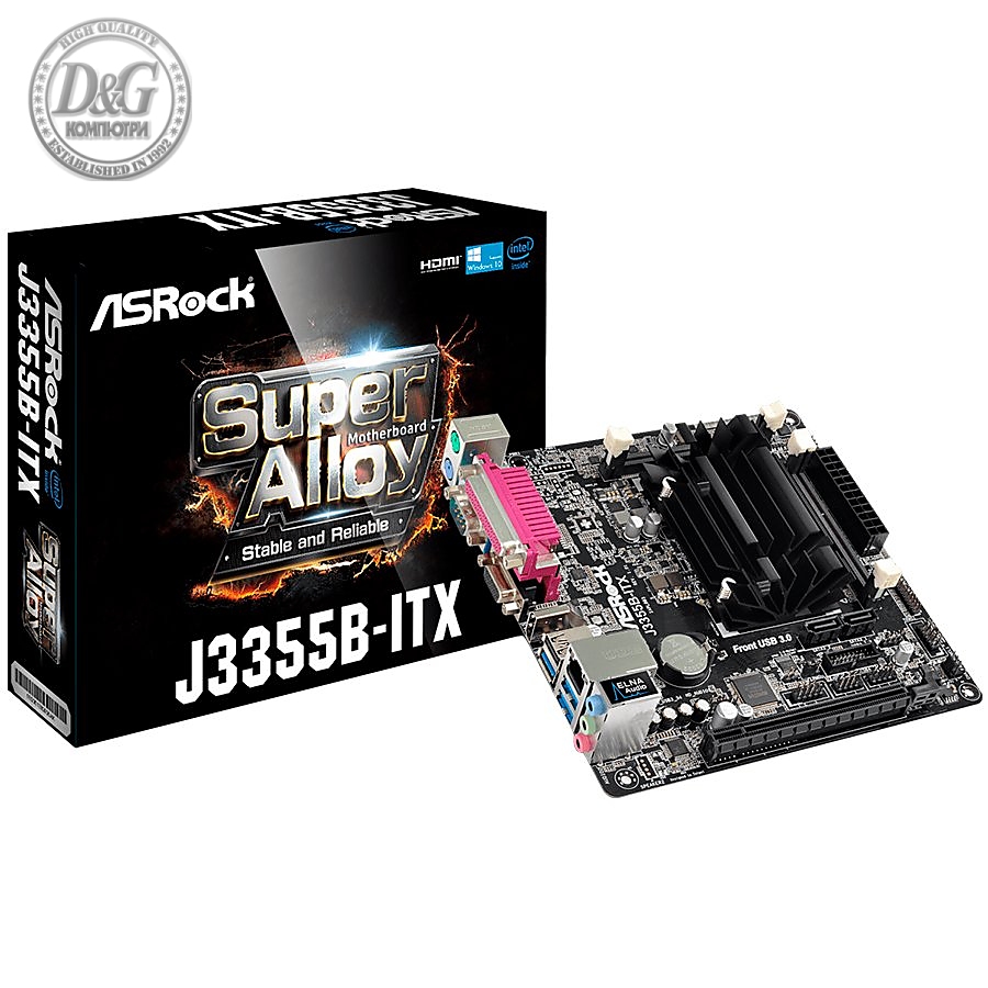 ASROCK Main Board Desktop (J3355 2.5GHz, DDR3 SO DIMM, 1xPCI 2.0x1,HDMI,VGA, 8ch, GLan,SATAIII,COM, LPT) Mini-ITX