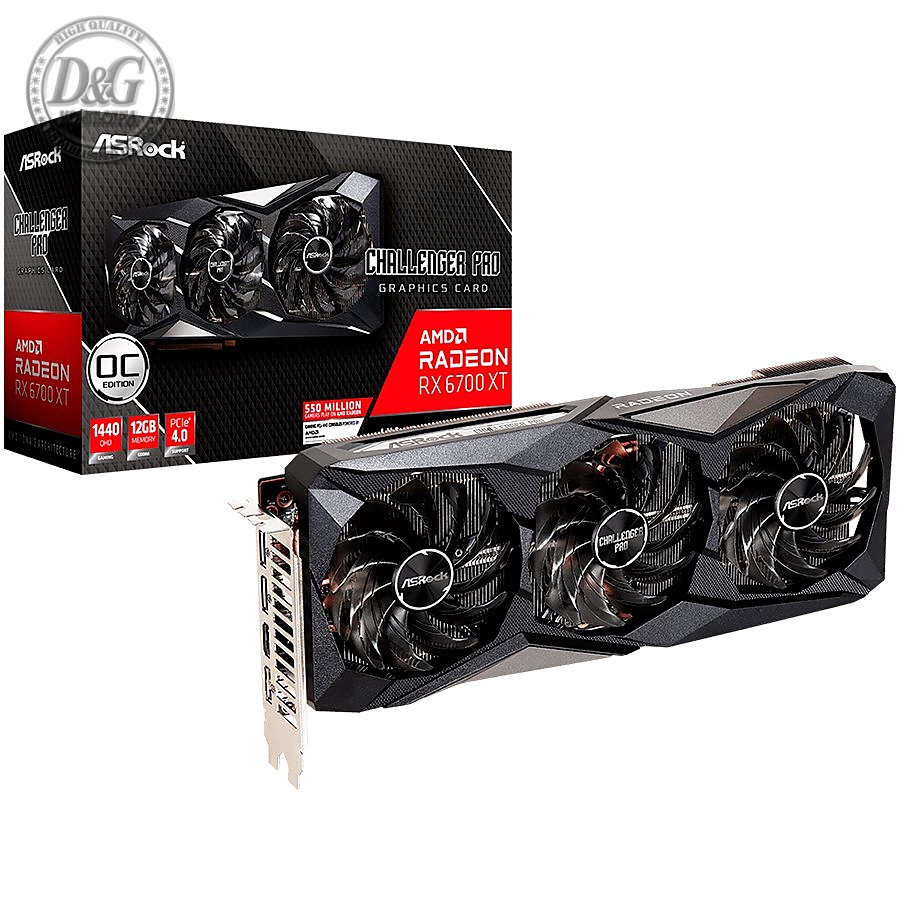 Asrock Video Card AMD Radeon Phantom Gaming RX6700XT CLP 12GO (RX6700XT, 2620/2375 MHz, 12GB 192-bit GDDR6, 1xHDMI, 3xDP 1.4, 2x8 pin, Recommended PSU 700W)