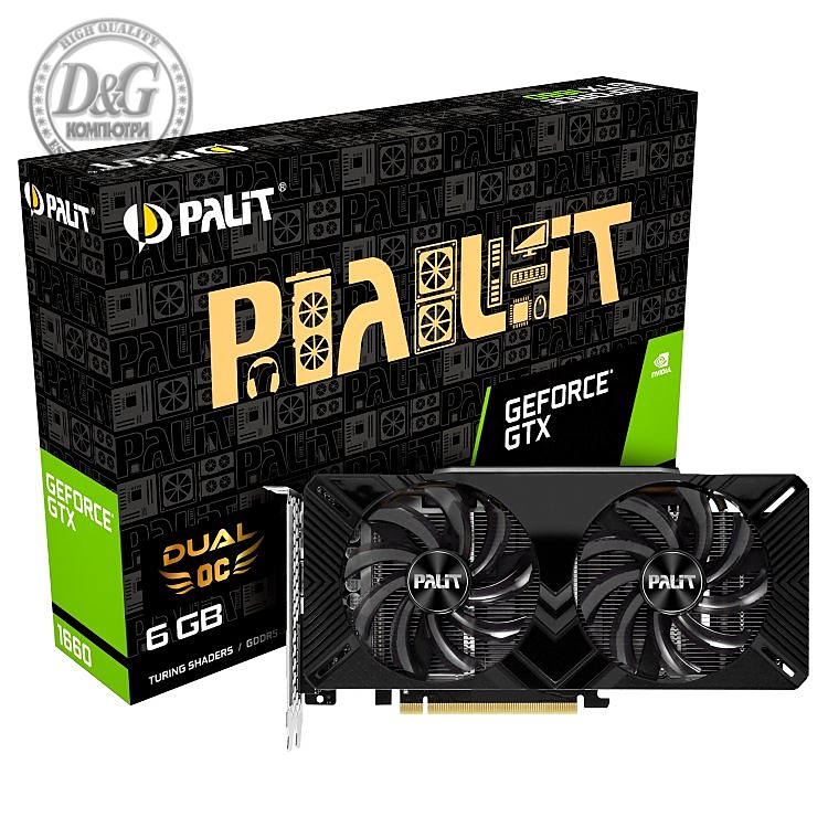 VC Palit nVidia GTX1660 Dual OC 6GB GDDR5, 192bit, DVI, HDMI, DP part# NE51660S18J9-1161A