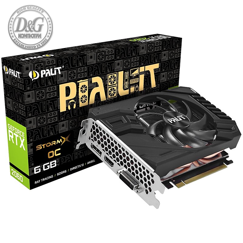 PALIT Video Card GeForce RTX 2060 nVidia, StormX  Mini ITX 6GB GDDR6,192bit ,DVI,HDMI,DP,part# NE62060018J9-161F