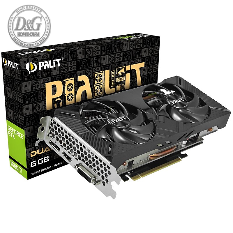 VC Palit nVidia GTX1660Ti DUAL 6GB GDDR5, 192bit, DVI, HDMI, DP part# NE6166T018J9-1160A