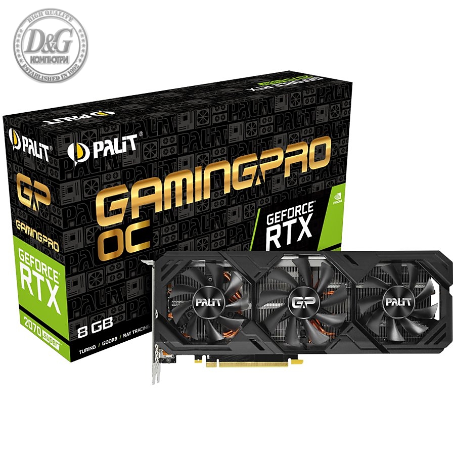 VC Palit nVidia RTX2070 SUPER Gaming Pro OC 8GB GDDR6 ,256bit, HDMI, 3xDP part# NE6207ST19P2-180T