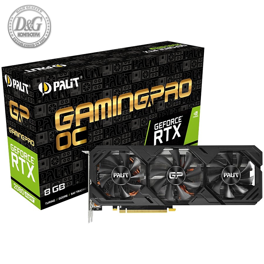 VC Palit nVidia RTX2080 SUPER Gaming Pro OC 8GB GDDR6 ,256bit, HDMI, 3xDP part# NE6208SS19P2-180T