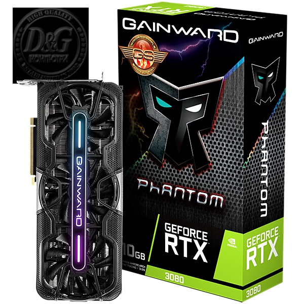 Gainward GeForce RTX3080 Phantom "GS" 10GB, 320 bit, PCI-Express Gen4 x16, 3x DP, 1x HDMI, 8 pin pwr connector, NED3080H19IA-1020P