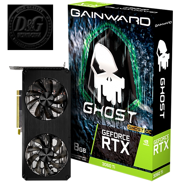 Gainward GeForce RTX 3060 Ti Ghost OC, 8GB, 256 bit, 1xHDMI, 3xDP, PCI-Express Gen 4 x16, NE6306TS19P2-190AB