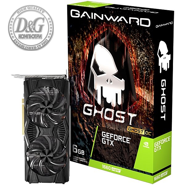 Gainward GeForce® GTX 1660 SUPER Ghost OC 6GB GDDR6 (192 bits), PCI-Express 3.0 x 16, HDMI v2.0, DisplayPort, DVI-D, dual Fan, 8 pin pwr connector, NE6166SS18J9-1160X.