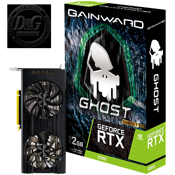 Gainward RTX 3060 Ghost OC 12GB GDDR6, 192bit, 1xHDMI, 3xDP, PCI-E 4.0, max resolution 7680x4320, recommended power 550W, NE63060T19K9-190AU.