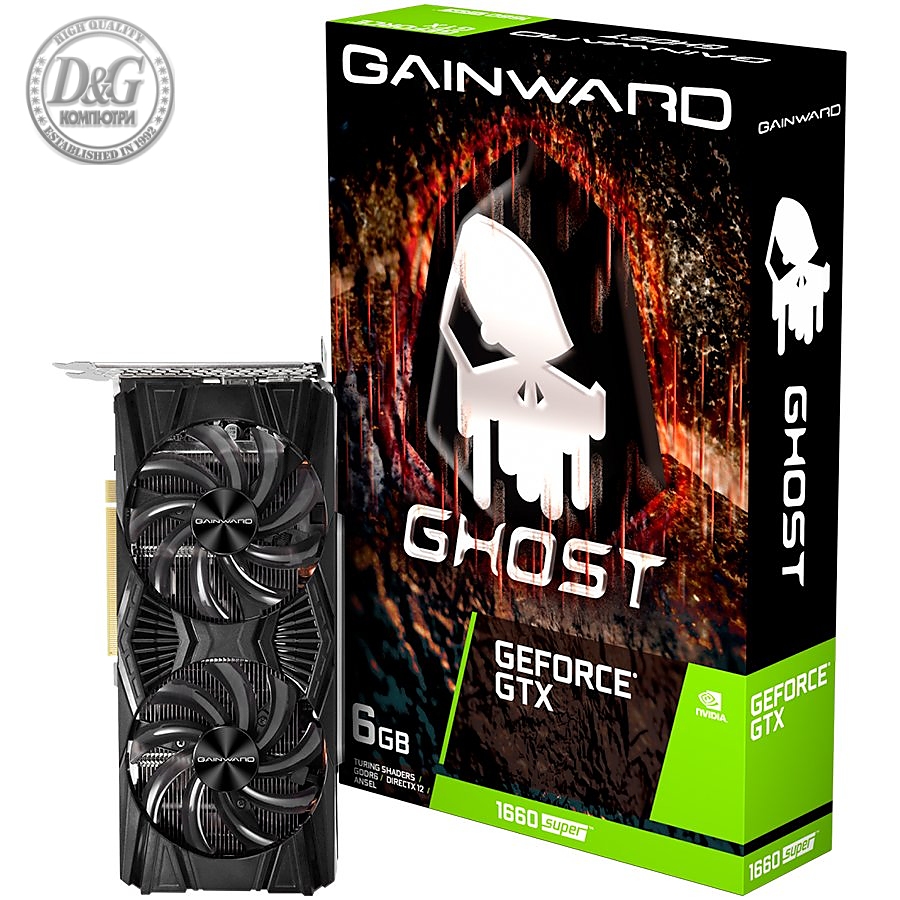 Gainward GeForce GTX 1660 SUPER Ghost 6GB GDDR6 (192 bits), PCI-Express 3.0 x 16, HDMI v2.0, DisplayPort, DVI-D, dual Fan, 8 pin pwr connector, 471056224-1402