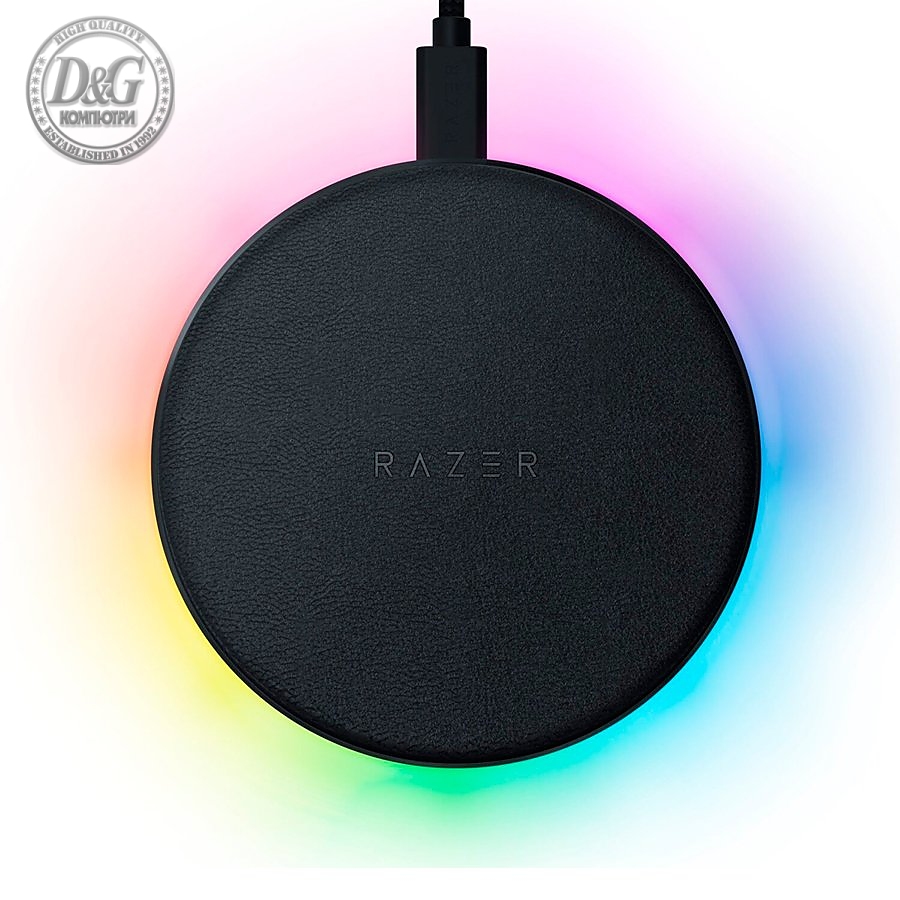 Razer Charging Pad Chroma, 10W Fast Wireless Charger with Razer Chroma RGB, USB-C Female charging port, 10 Chroma enabled RGB LED's