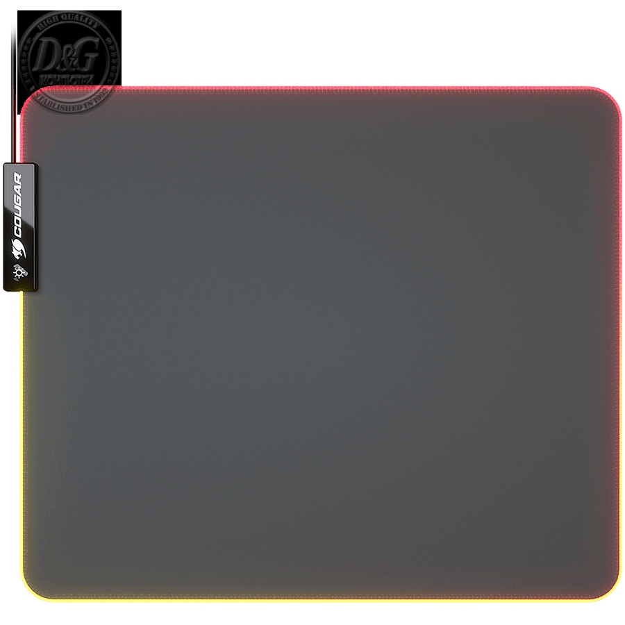 COUGAR Neon, RGB Gaming Mouse Pad, HD Texture Design, Stitched Lighting Border + 4mm Thickness, Wave-Shaped Anti-Slip Rubber Base, Cloth / Nature Rubber, 350 x 300 x 4 mm