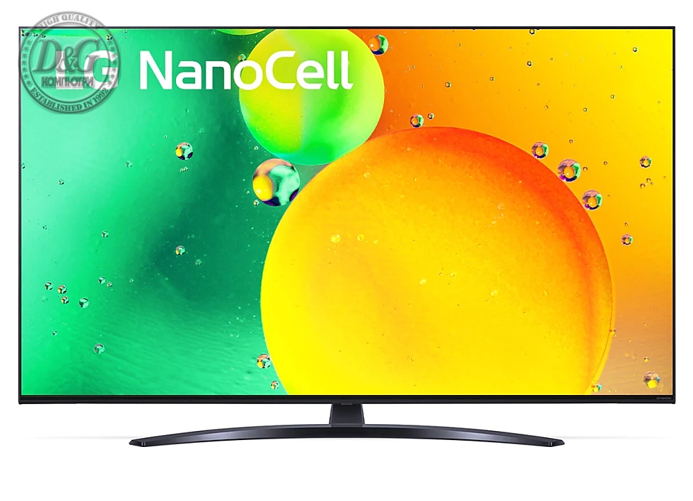 LG 65NANO763QA, 65" 4K IPS HDR Smart Nano Cell TV, 3840x2160, Pure Colors, DVB-T2/C/S2, Active HDR ,HDR 10 PRO, webOS Smart TV, ThinQ AI, NVIDIA GeForce, HGiG, WiFi, Clear Voice Pro, Bluetooth 5.0, Miracast / AirPlay2, One Pole stand, Black