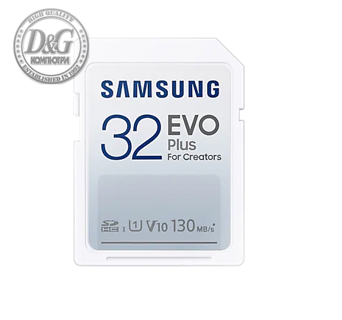 Samsung 32GB SD Card EVO Plus, Class10, Transfer Speed up to 130MB/s