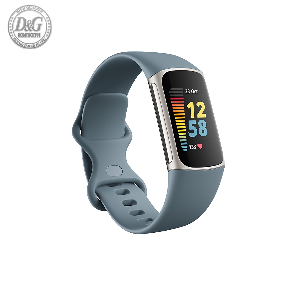 Fitbit Charge 5, Steel Blue, Platinum Stainless Steel