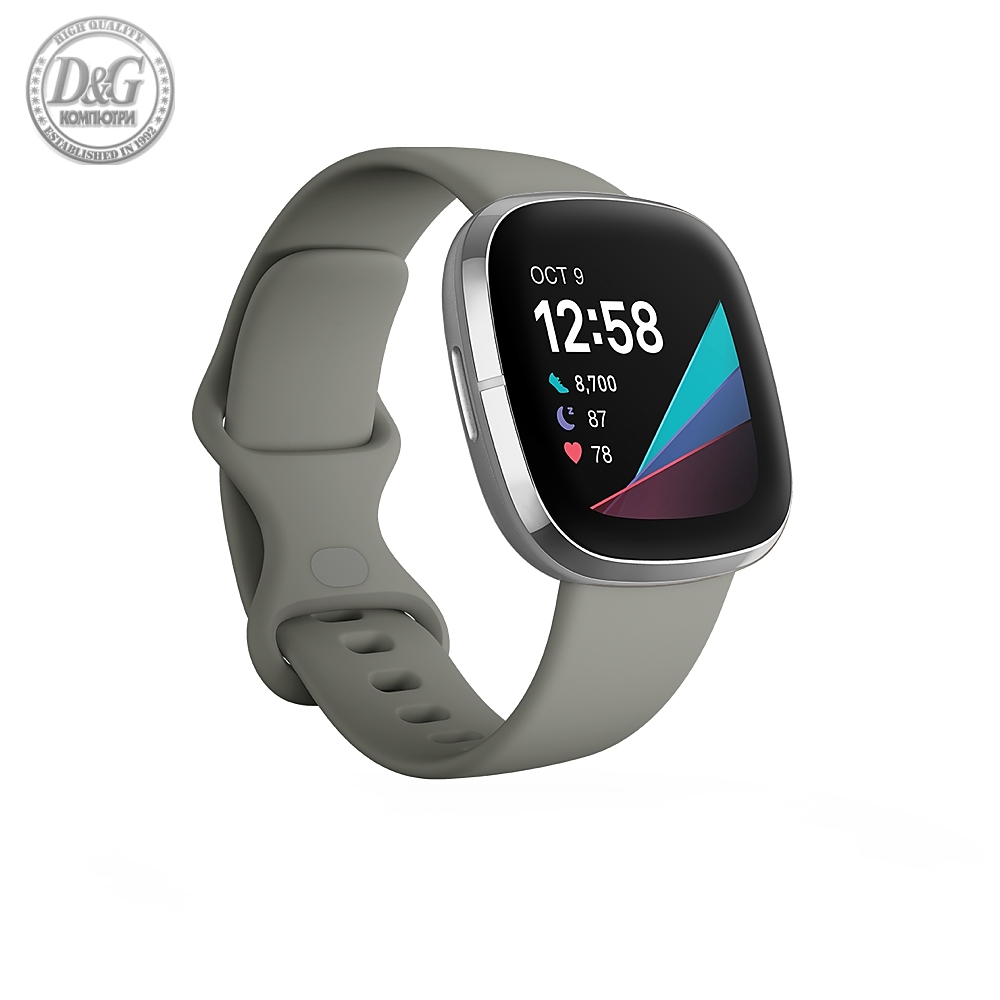 Fitbit Sense, Sage Grey Silver Stainless Steel