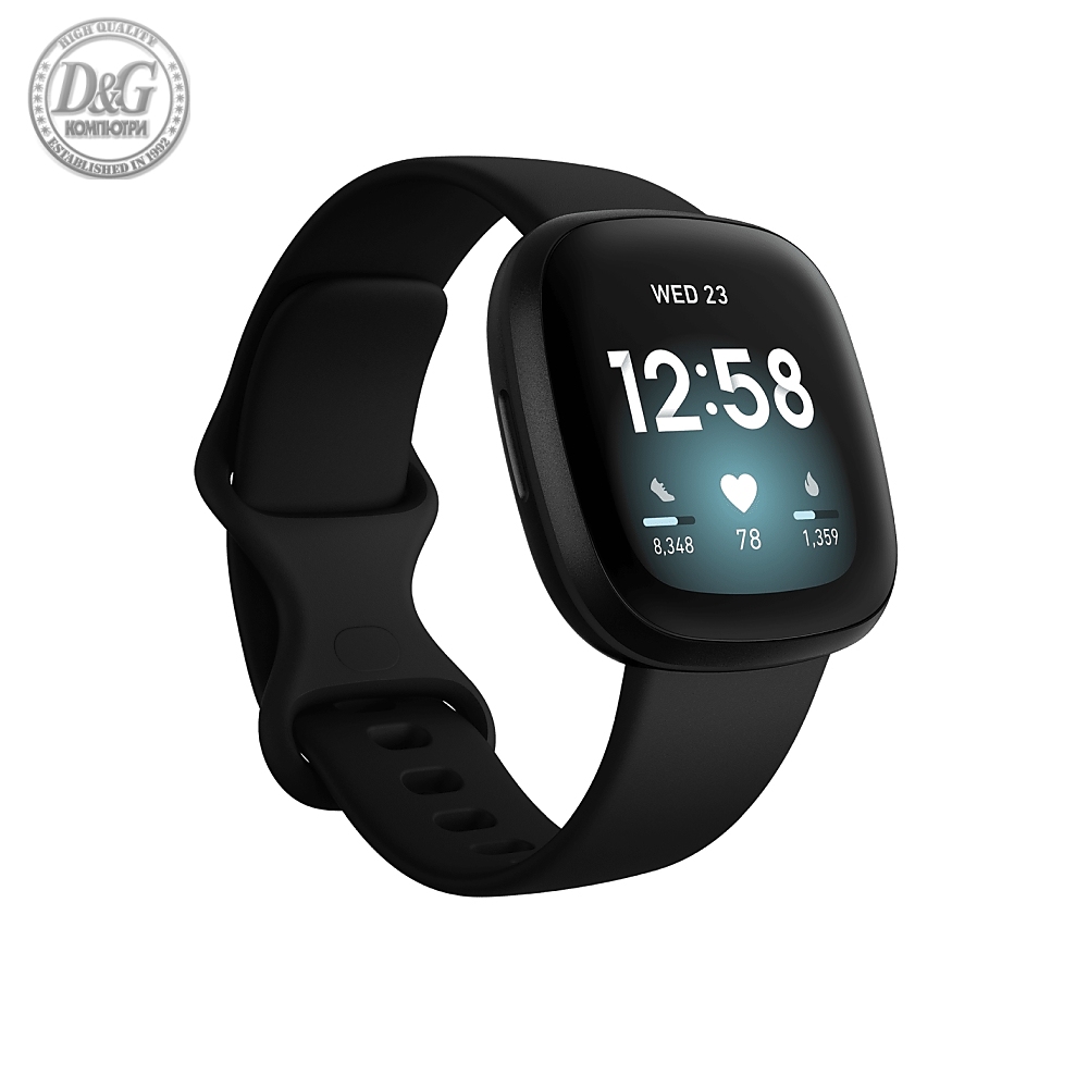 Fitbit Versa 3, Black Aluminum