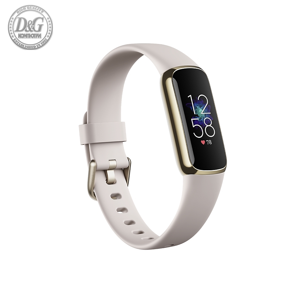 Fitbit Luxe, Soft Gold and White (with extra Charging cable & extra Peony Classic band)