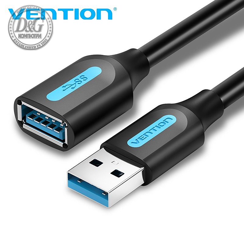 Vention Кабел USB 3.0  Extension AM / AF - 1.5M Black - CBHBG