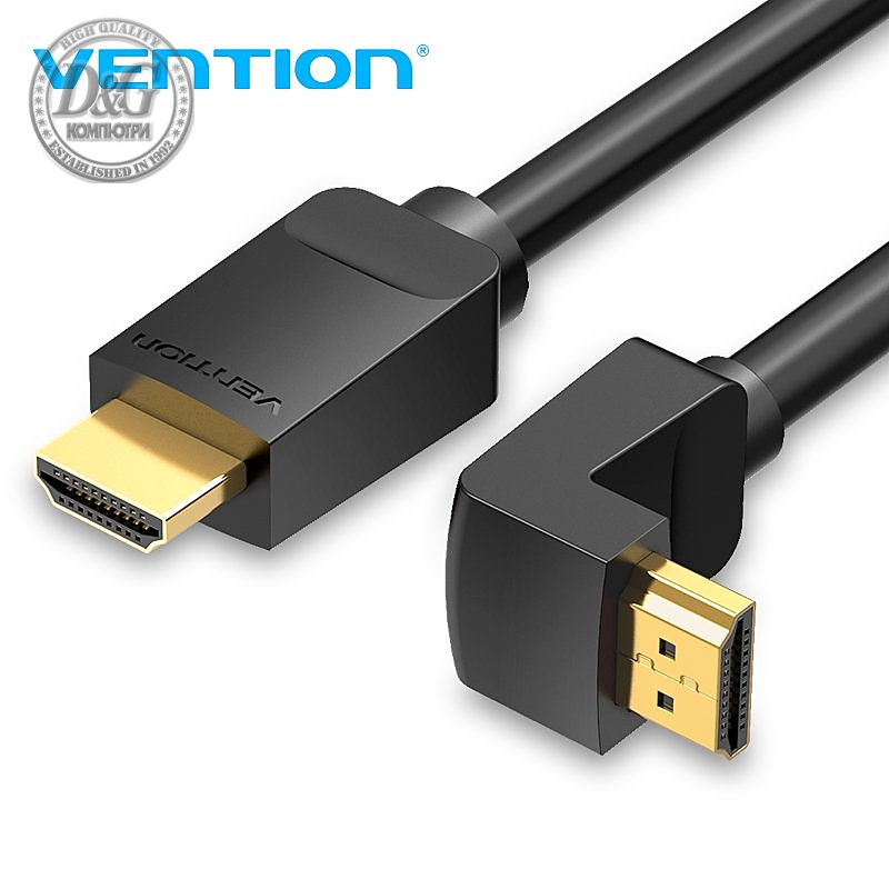 Vention Кабел HDMI Right Angle 270 Degree v2.0 M / M 4K/60Hz Gold - 1.5M Black - AAQBG