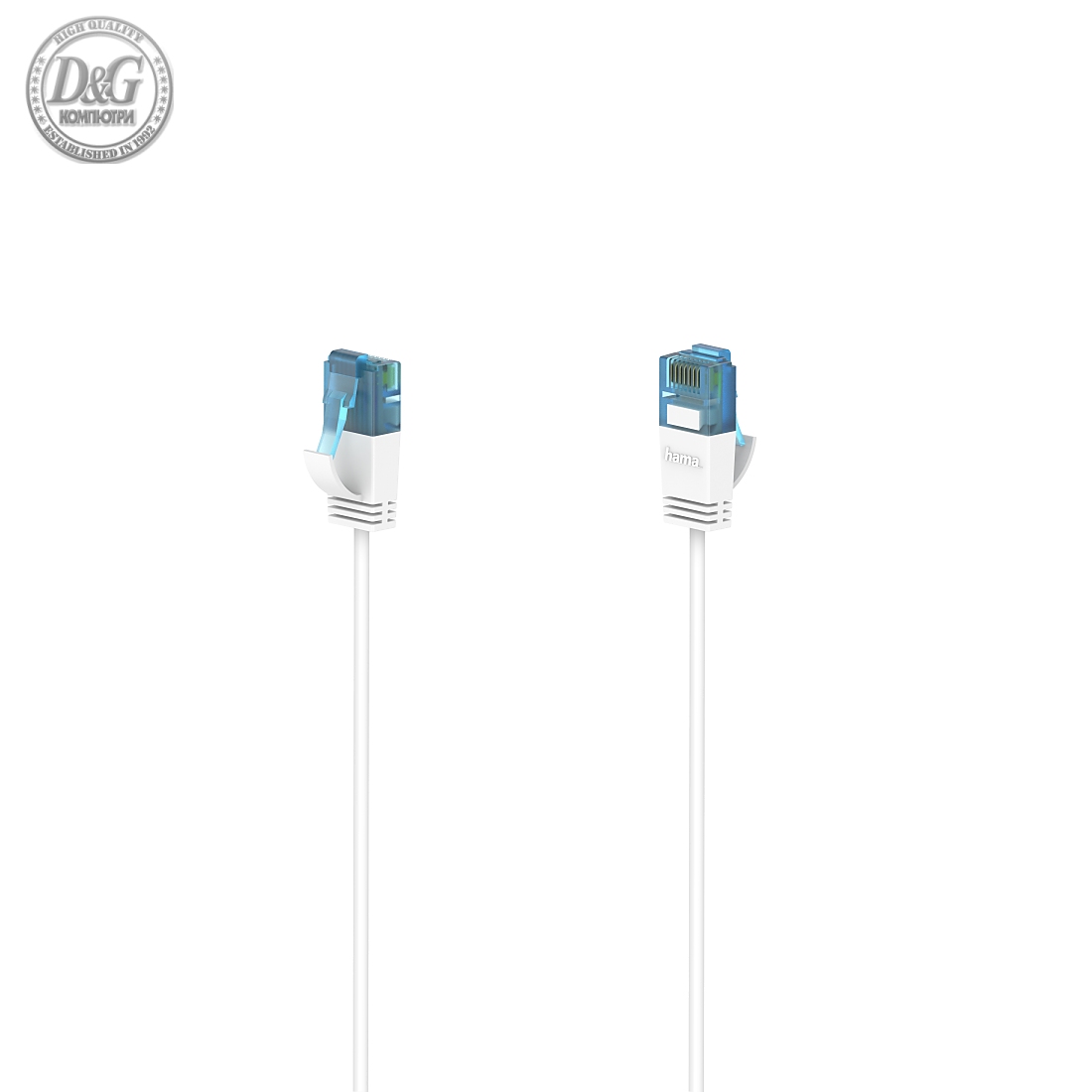 Мрежов кабел HAMA Flexi-Slim, U/UTP CAT 6a, 10 Gbit/s, RJ-45 - RJ45, 0.75 m, Бял