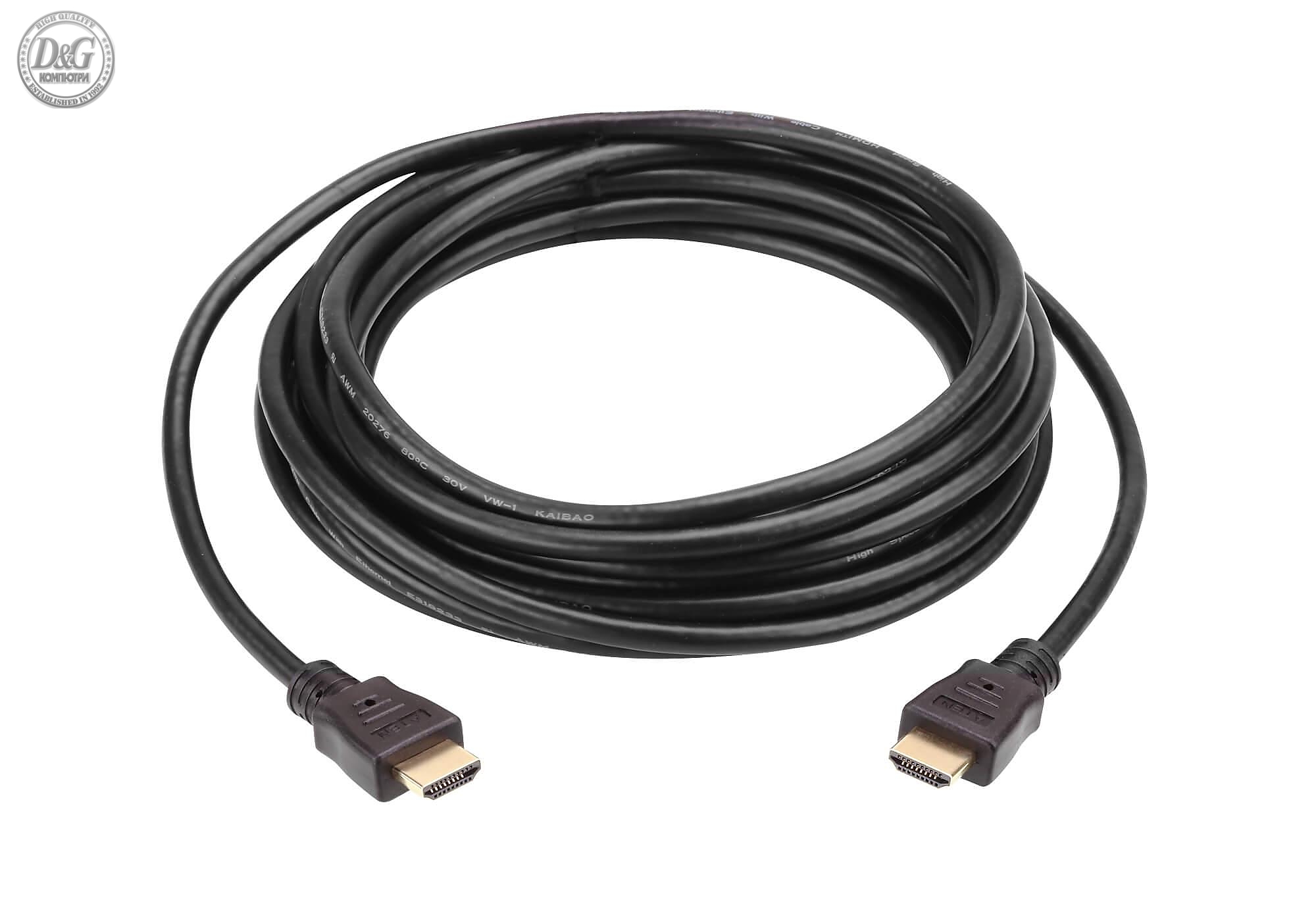 Кабел ATEN 2L-7D15H, HDMI мъжко - HDMI мъжко, с Ethernet, 4K, 15 м, Pozlateni konektori, Черен