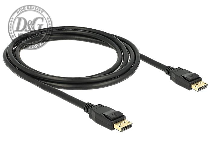 Кабел Delock DisplayPort мъжко - DisplayPort мъжко, 2.0м, 4K, Черен