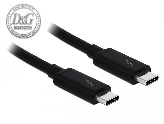 Кабел Delock Thunderbolt 3 (20 Gb/s) USB-C,  мъжко - мъжко, 2.0 м, 3 A, Черен