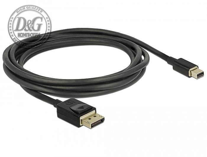 Кабел Delock Mini DisplayPort мъжко - DisplayPort мъжко, 2.0м, 8K 60 Hz, Черен