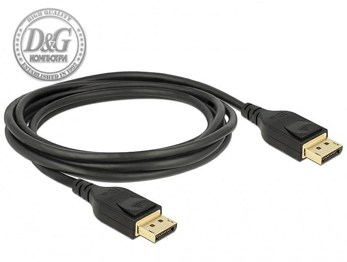 Кабел Delock  DisplayPort мъжко - DisplayPort мъжко, 2.0м, 8K 60 Hz, Черен