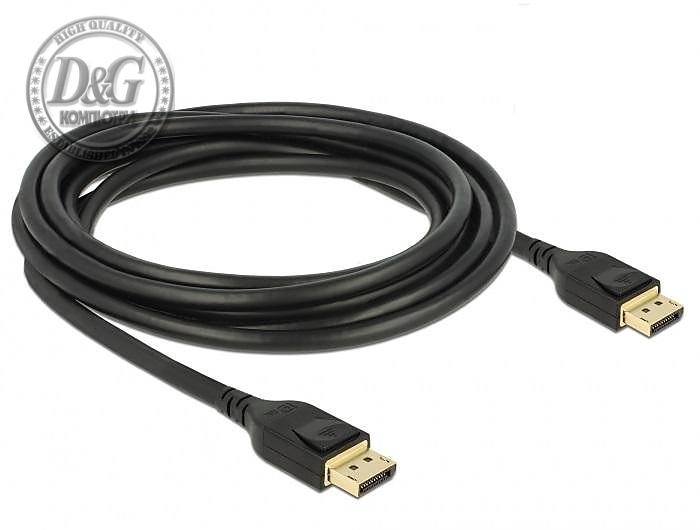 Кабел Delock, DisplayPort мъжко - DisplayPort мъжко, 3.0м, 8K 60 Hz, Черен