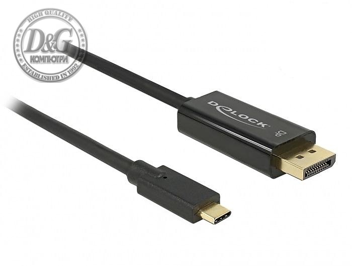 Конвертор Delock, USB-C мъжко - DisplayPort мъжко, 4K 60 Hz, 2 m, Черен