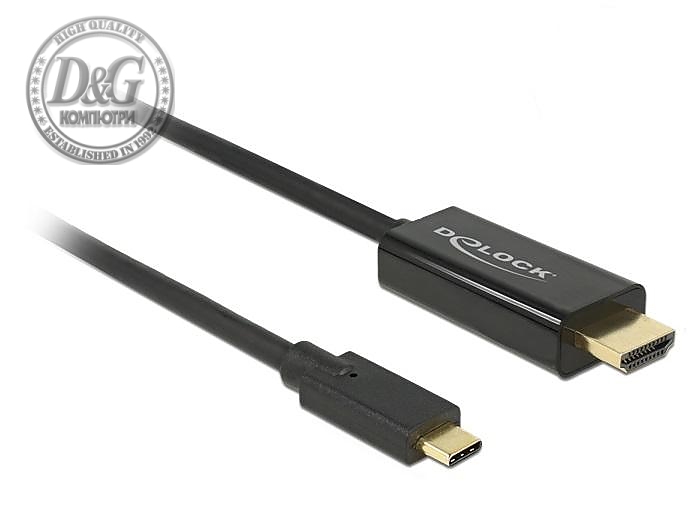 Кабел Delock, USB-C мъжко - HDMI мъжко, 2.0 m, 4K 30 Hz, 2 m, Черен