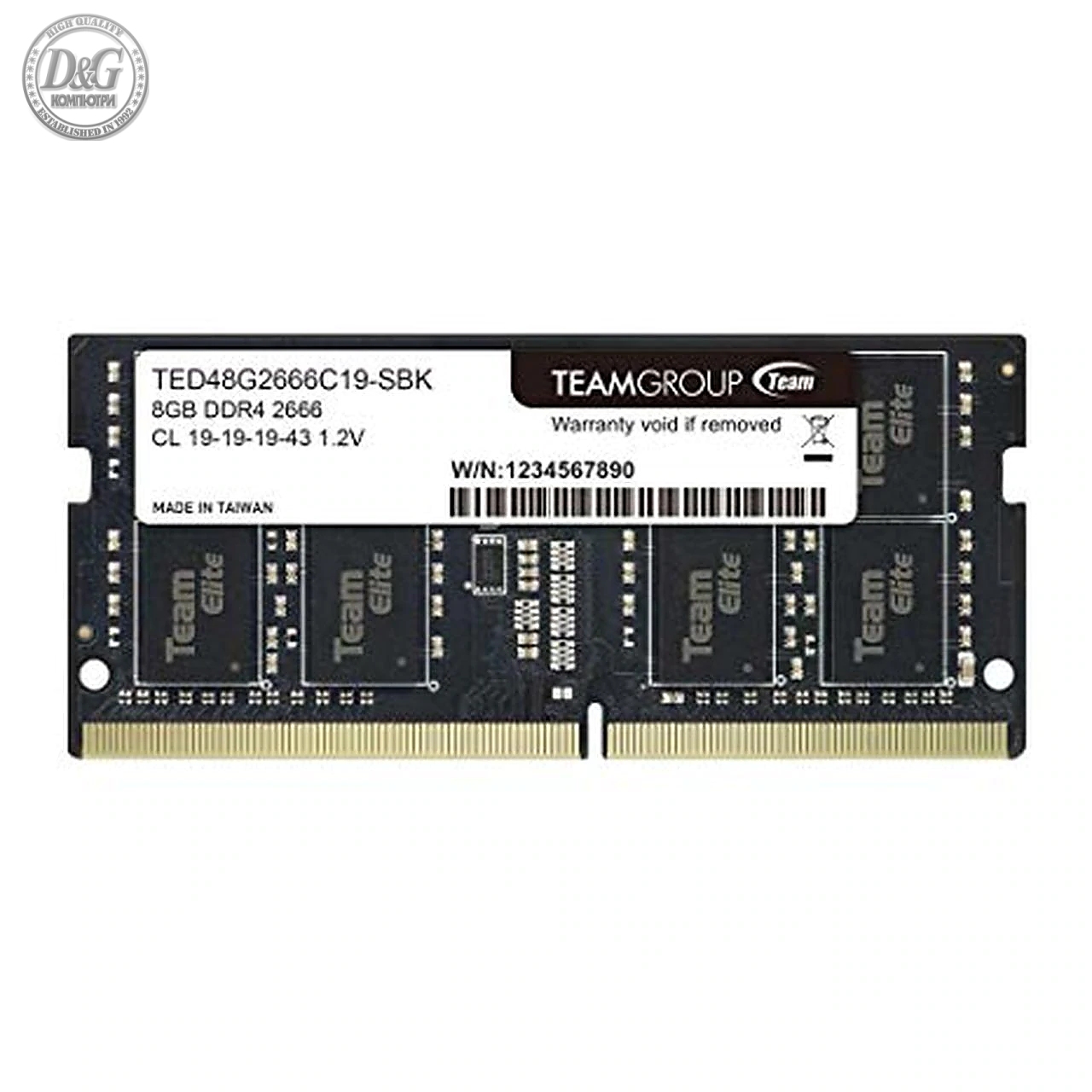 Памет Team Group Elite DDR4 SO-DIMM 8GB 2666MHz CL19-19-19-43 1.2V TED48G2666C19-S01