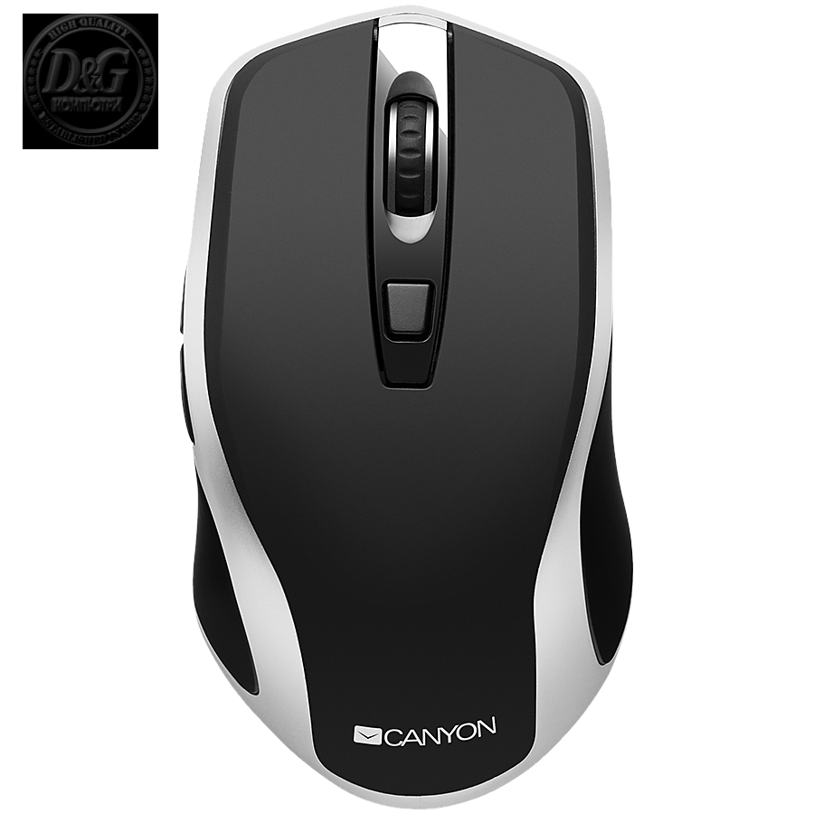 2.4GHz Wireless Rechargeable Mouse with Pixart sensor, 6keys, Silent switch for right/left keys,Add NTCDPI: 800/1200/1600, Max. usage 50 hours for one time full charged, 300mAh Li-poly battery, Black -Silver, cable length 0.6m, 121*70*39mm, 0.103kg