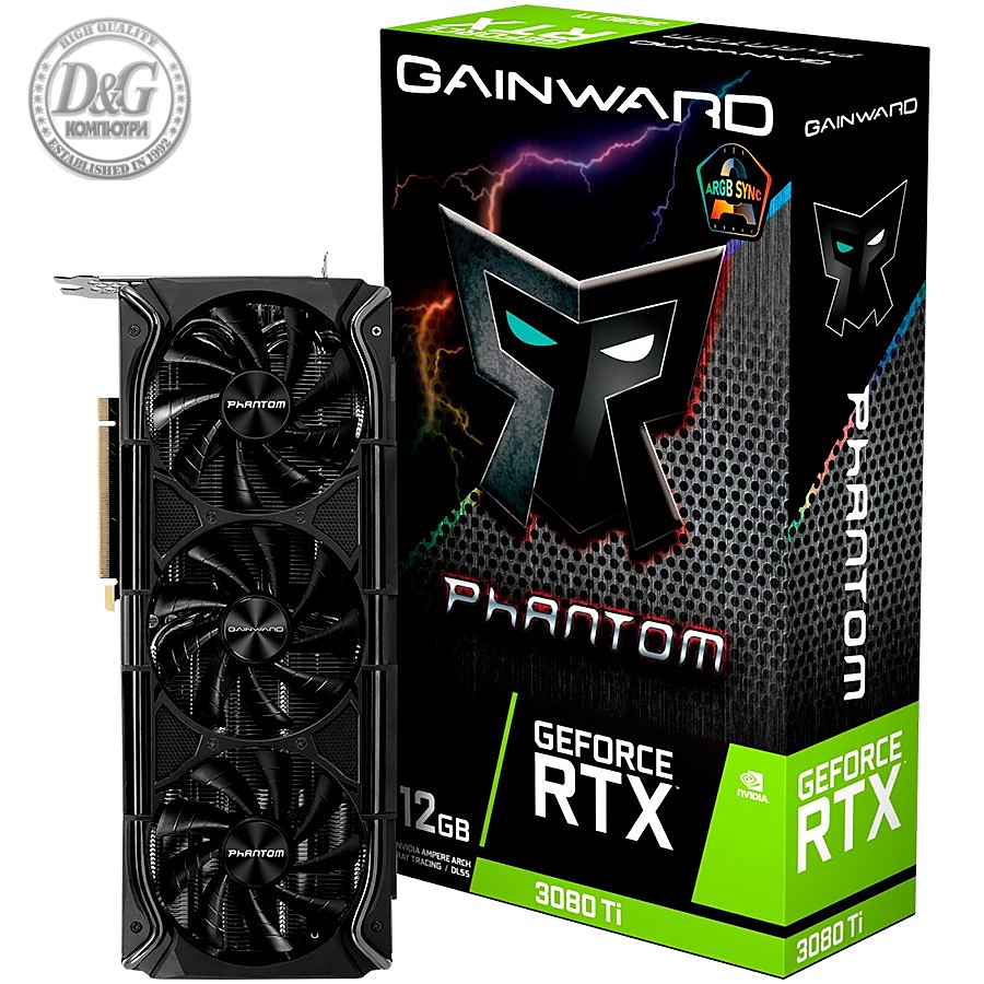 Gainward GeForce RTX 3080 Ti Phantom, 12 GB GDDR6X, 384 bit, PCI-Express Gen4 x16, 3x DP, 1x HDMI, 8 pin pwr connector, NED308T019KB-1020M