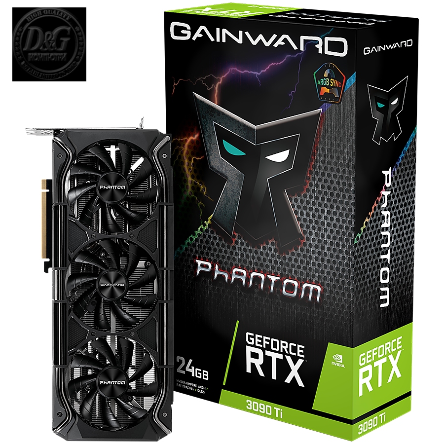 Gainward GeForce RTX 3090Ti Phantom 24GB GDDR6X, 384 bit, DP 1.4a x3, HDMI2.1 x1, power consumption 450W, 1x 16-pin power connector, NED309TS19SB-1022M