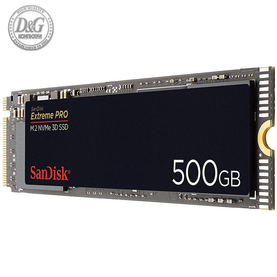 SANDISK Extreme PRO 500GB SSD, M.2 2280, NVMe, Read/Write: 3400 / 2500 MB/s, Random Read/Write IOPS 410K/330K