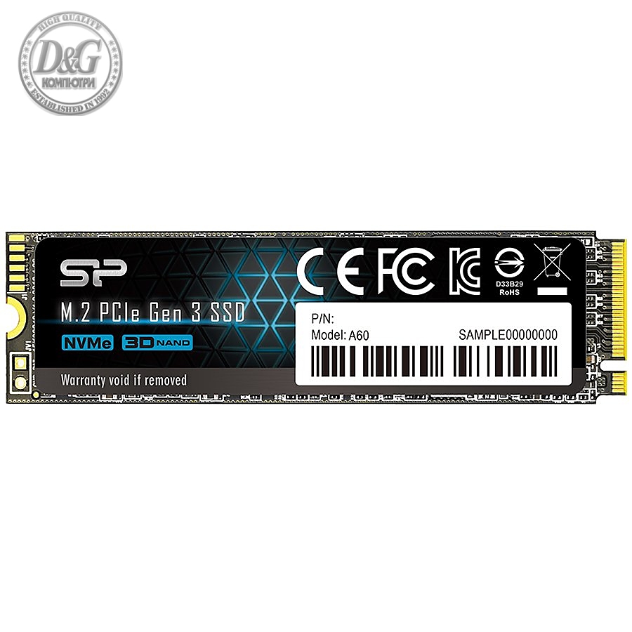 SILICON POWER A60 512GB SSD, M.2 2280, PCIe Gen3x4, SLC Cache, Read/Write: 2200/1600 Mb/s