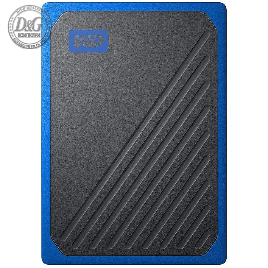 WD 500GB My Passport Go - Portable SSD, up to 400MB/s, 2-meter drop protection - Black w/ Cobalt trim