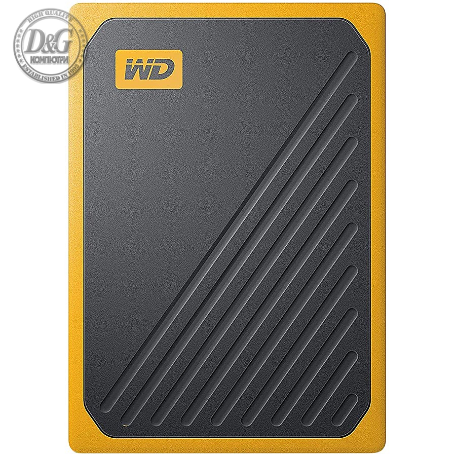 WD 500GB My Passport Go - Portable SSD, up to 400MB/s, 2-meter drop protection - Black w/ Amber trim